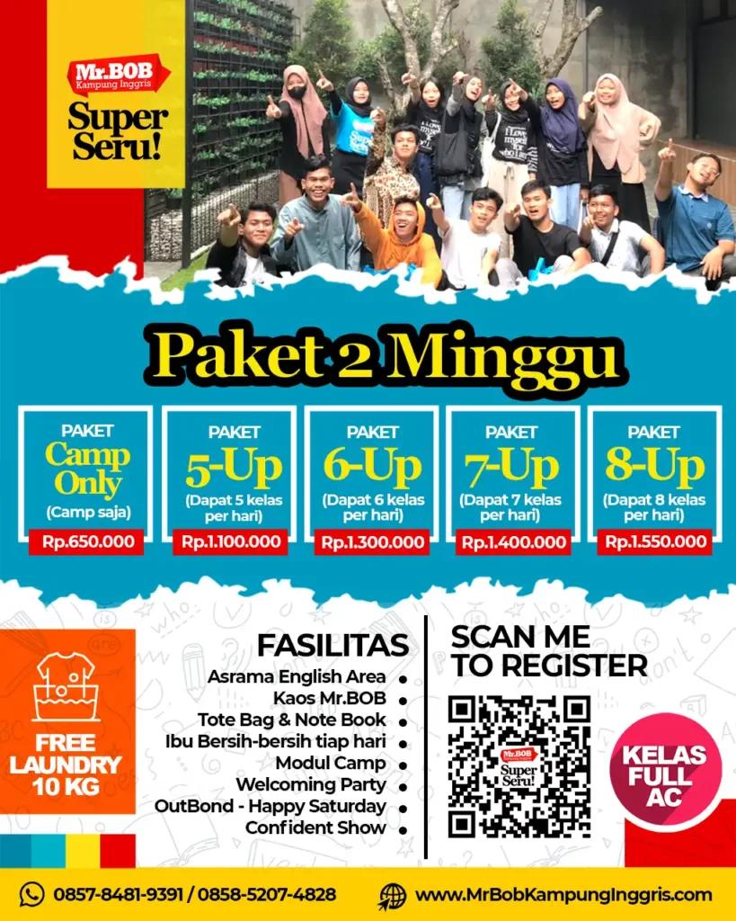 PAKET KURSUS 2 BULAN MR BOB KAMPUNG INGGRIS 2024
