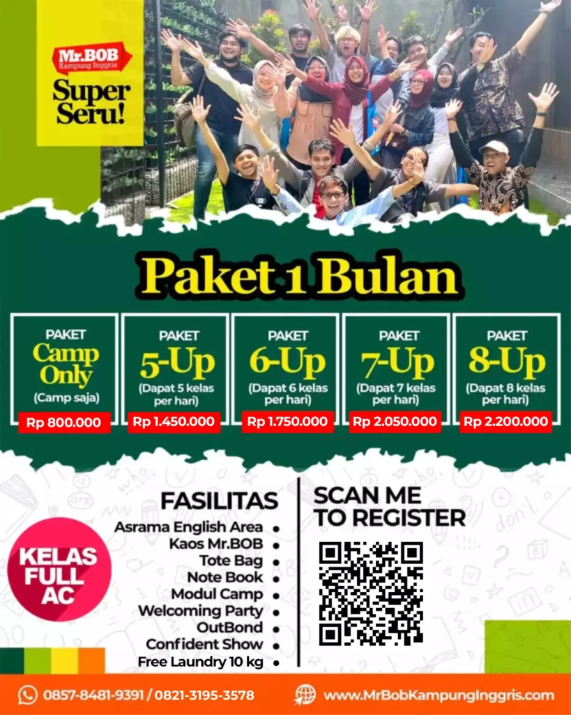 PAKET 1 BULAN 2025 - Mr.BOB Kampung Inggris